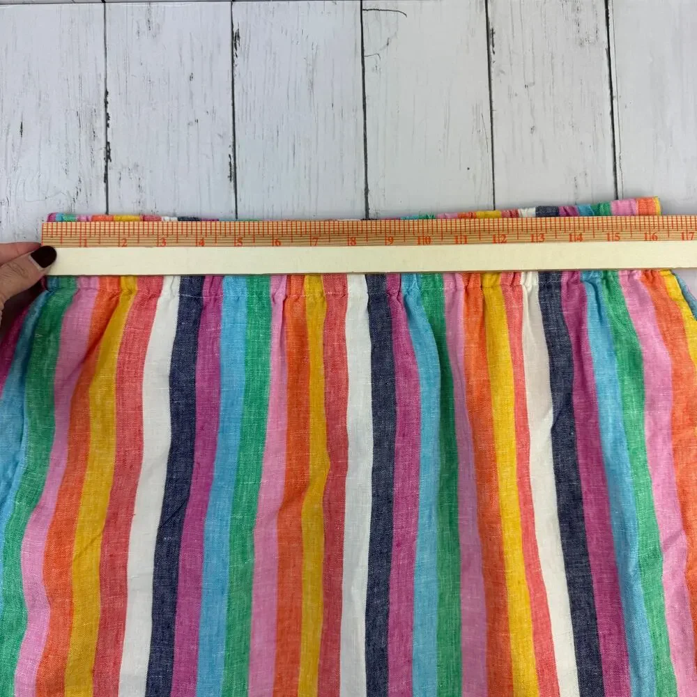 J. Crew Rainbow Stripe Linen Pull-on Knee-Length Skirt Pockets AO793 Size Large - Picture 12 of 15